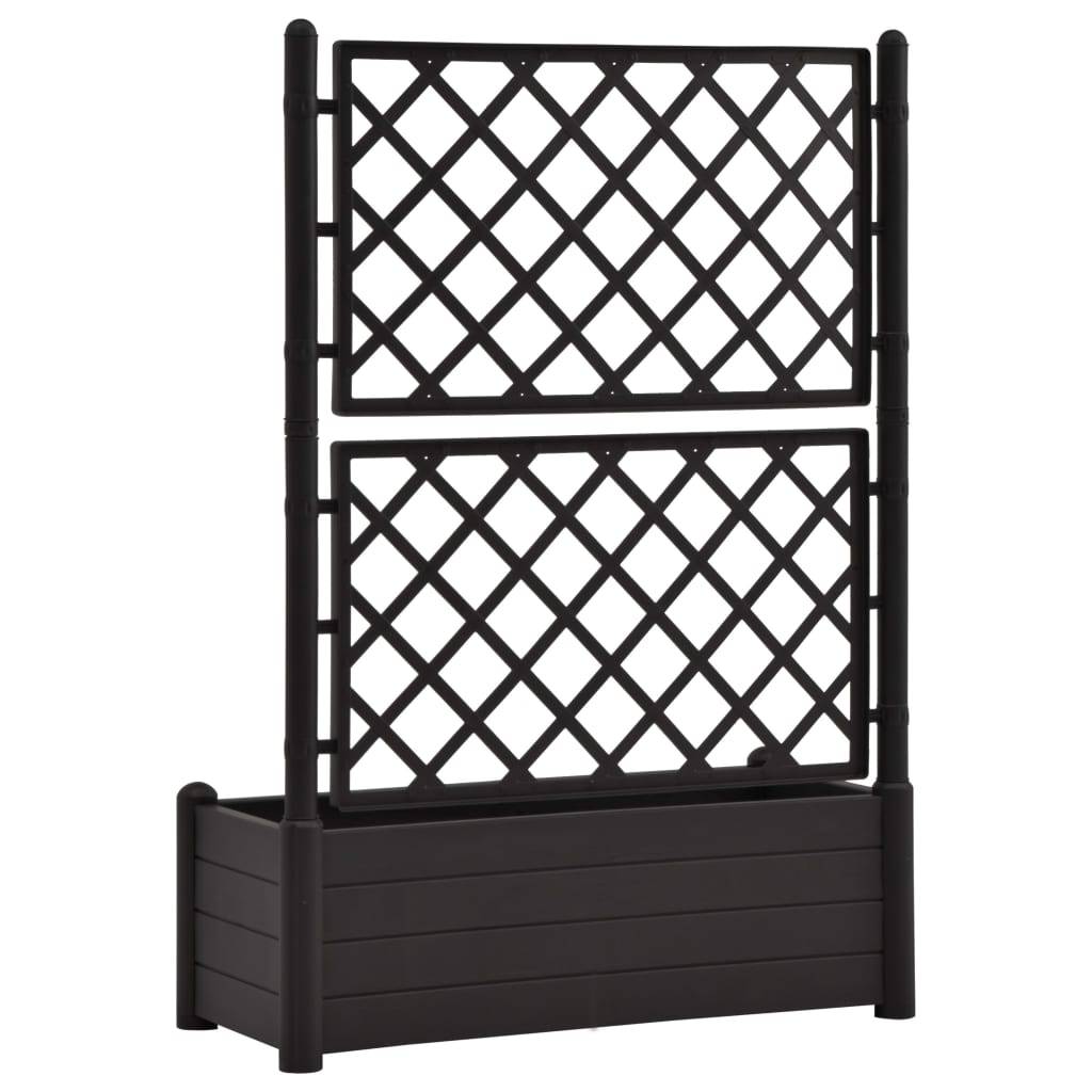 Helloshop26 - Jardinière lit surélevé plantes fleurs jardin treillis 100 x 43 x 142 cm PP anthracite - Imagen 4