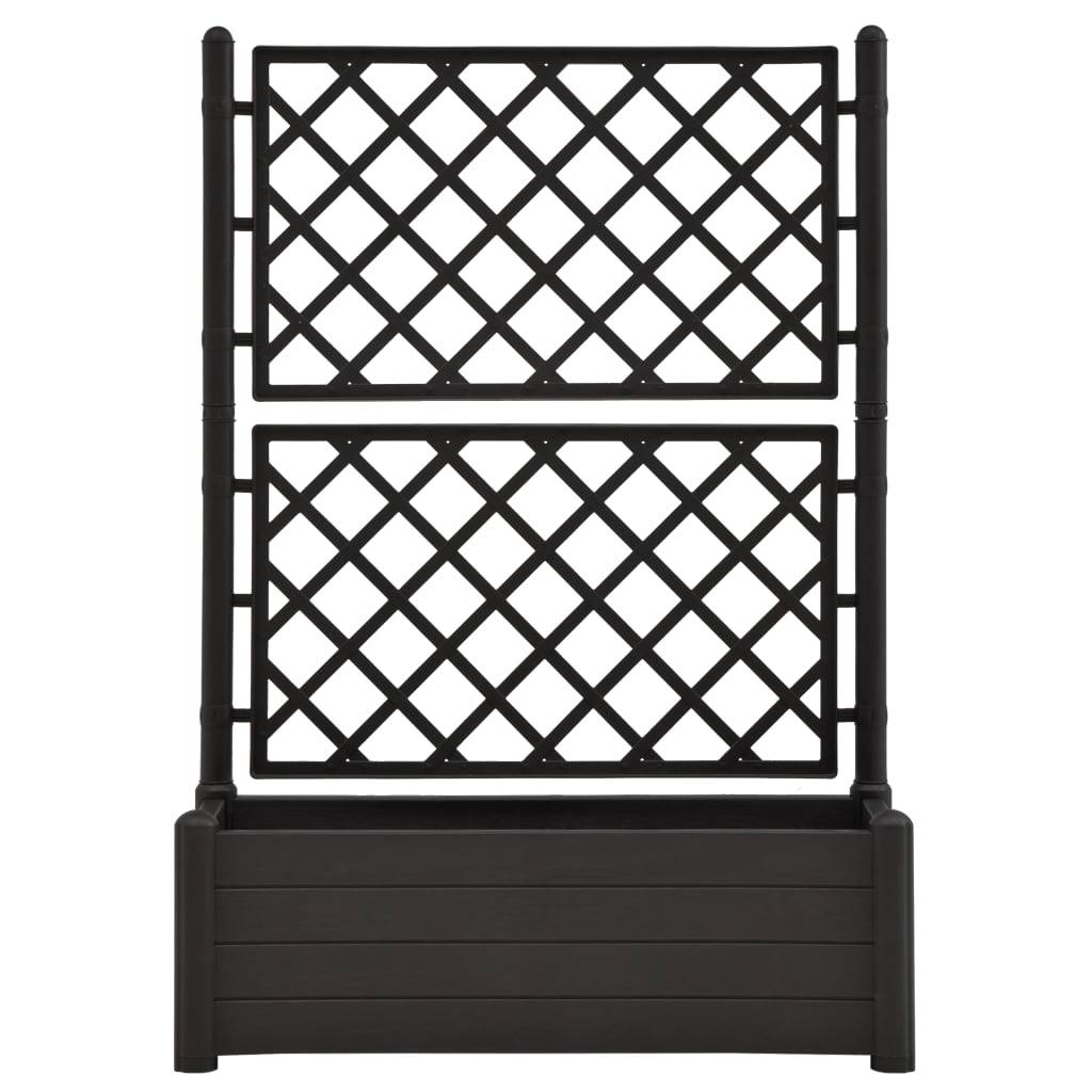 Helloshop26 - Jardinière lit surélevé plantes fleurs jardin treillis 100 x 43 x 142 cm PP anthracite - Imagen 2