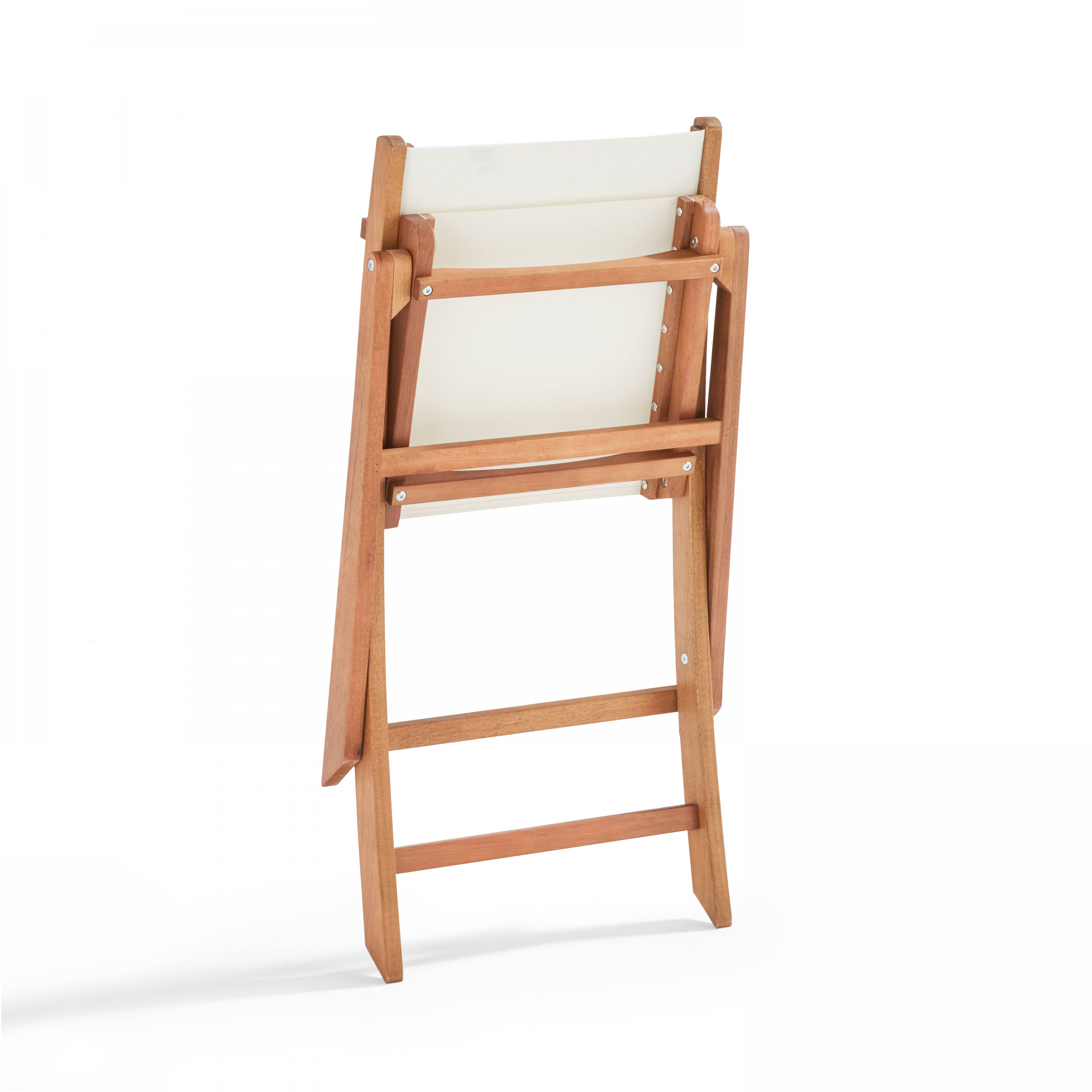 Oviala - Ensemble table et 2 chaises pliantes en textilène et eucalyptus blanc Sete - Oviala - Imagen 5