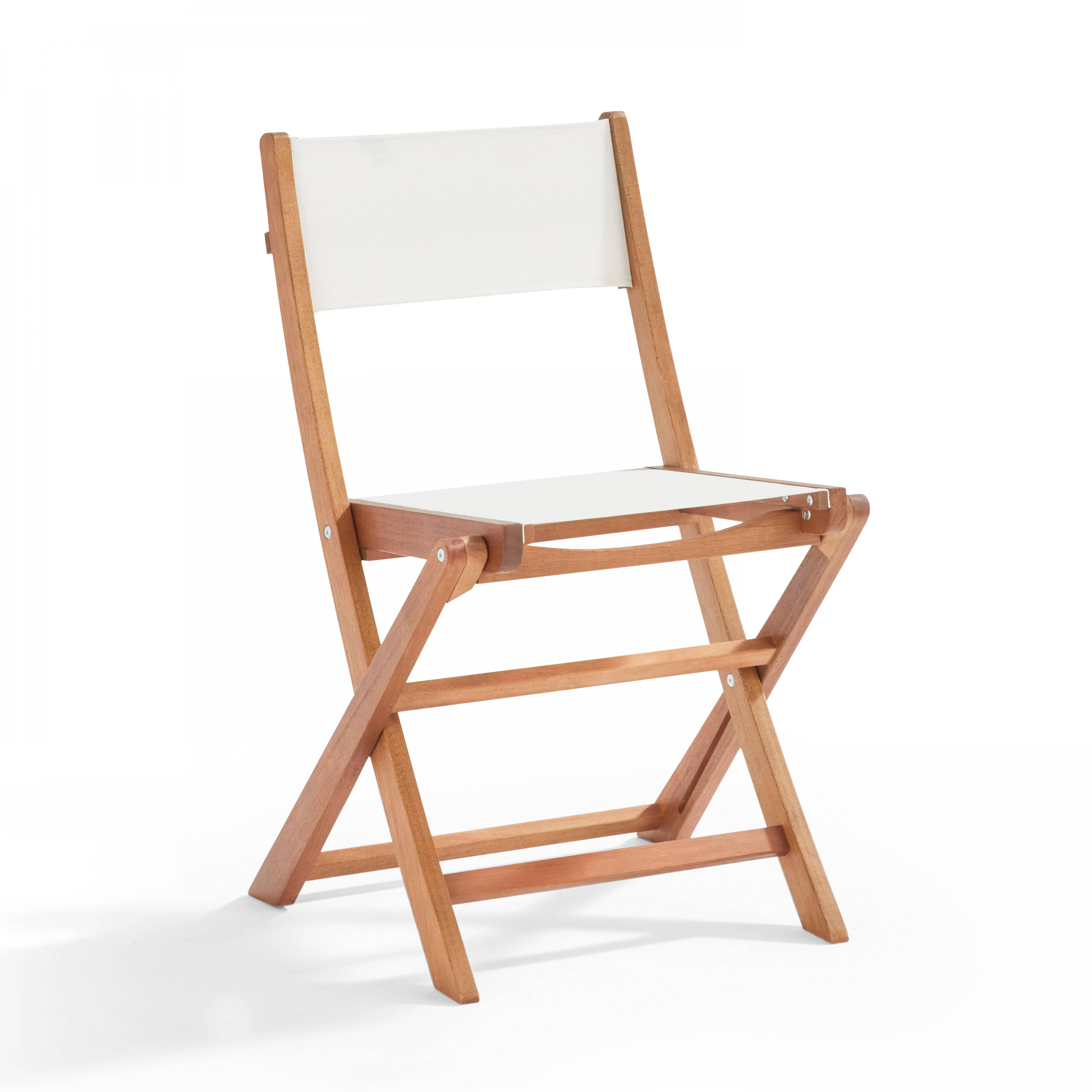 Oviala - Ensemble table et 2 chaises pliantes en textilène et eucalyptus blanc Sete - Oviala - Imagen 4