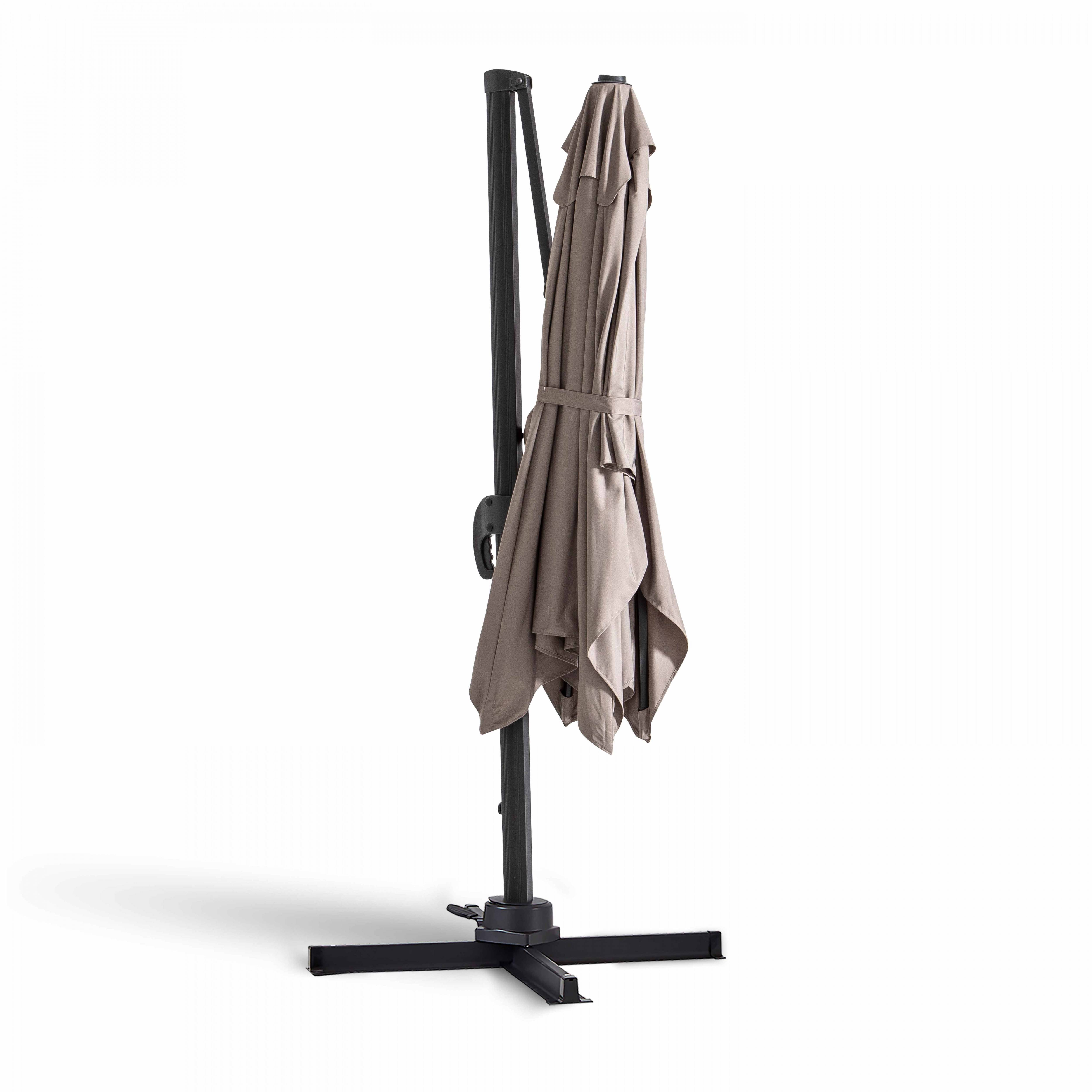 Oviala - Parasol déporté inclinable et rotatif 2x3m en aluminium taupe Amalya - Oviala - Imagen 4