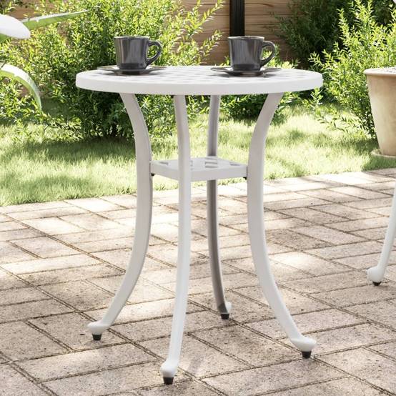 Table de jardin aluminium coulé blanc Ø48 x 53 cm - PANGIVO - Image 1