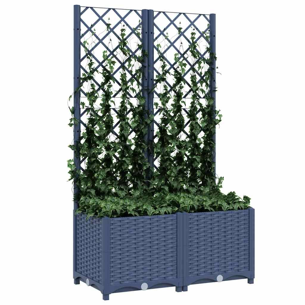 Jardinière avec treillis PP bleu gris 80 x 40 x 136 cm - PANGIVO - Image 3