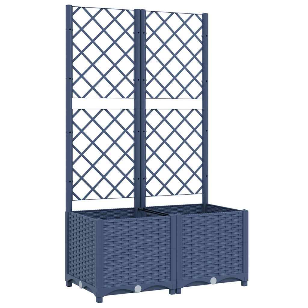 Jardinière avec treillis PP bleu gris 80 x 40 x 136 cm - PANGIVO - Image 2
