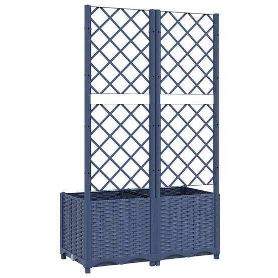 Jardinière avec treillis PP bleu gris 80 x 40 x 136 cm - PANGIVO - Image 6