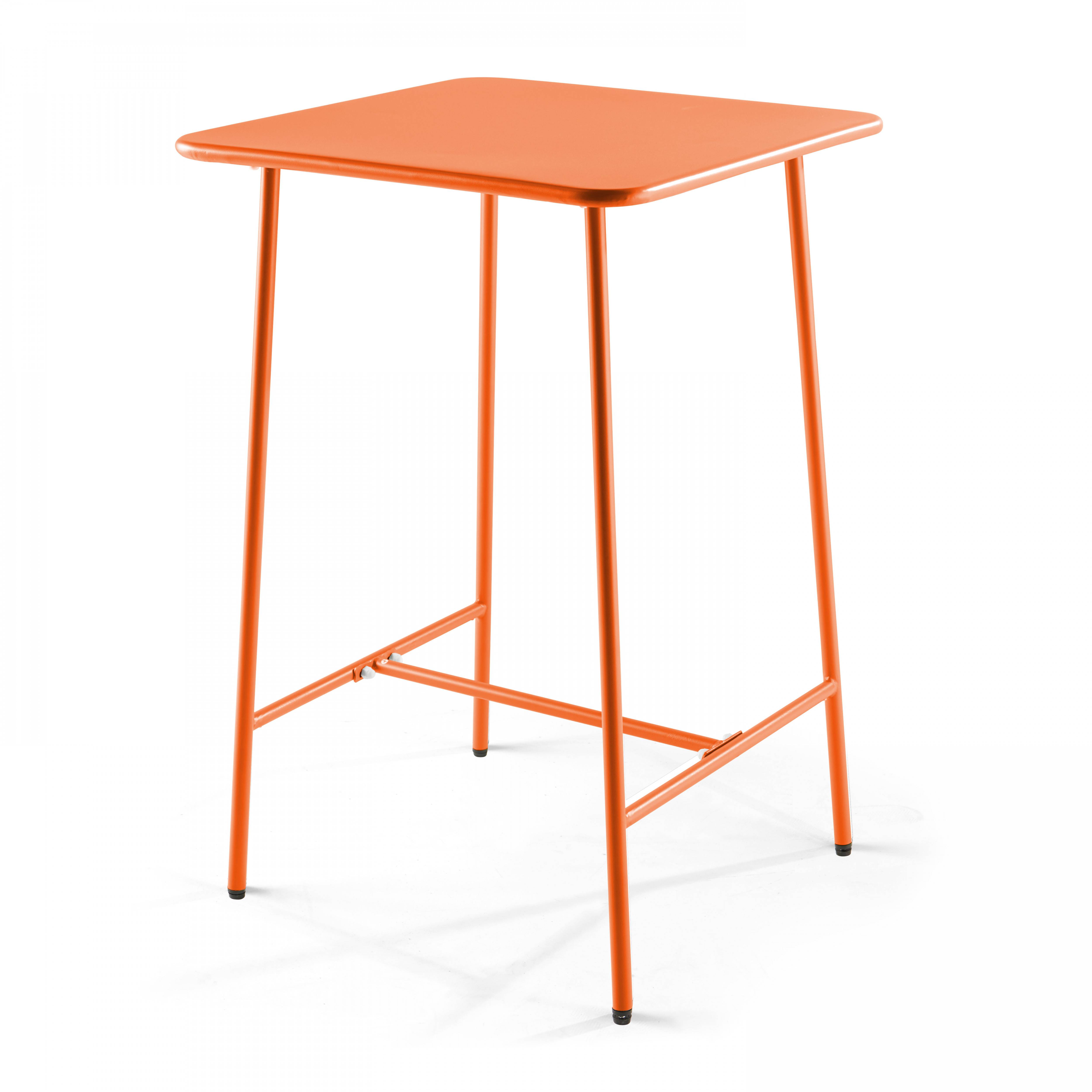 Oviala - Ensemble table de bar et 2 chaises hautes en métal orange Palavas - Oviala - Imagen 6