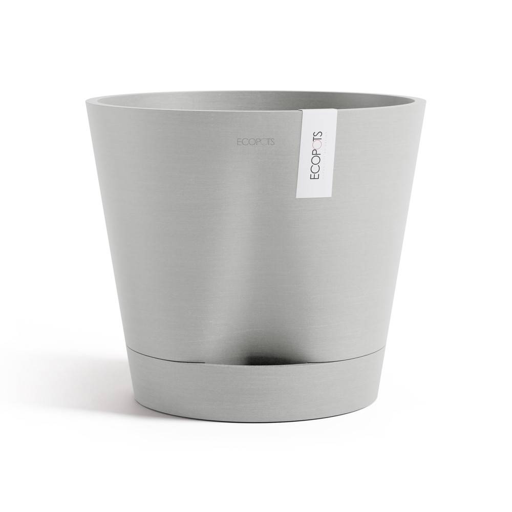 Ecopots - Pot Rond Venice 2 Blanc Gris + réservoir d'eau - Ø 30 x H. 26,3 cm - 4 L ECOPOTS - Imagen 1