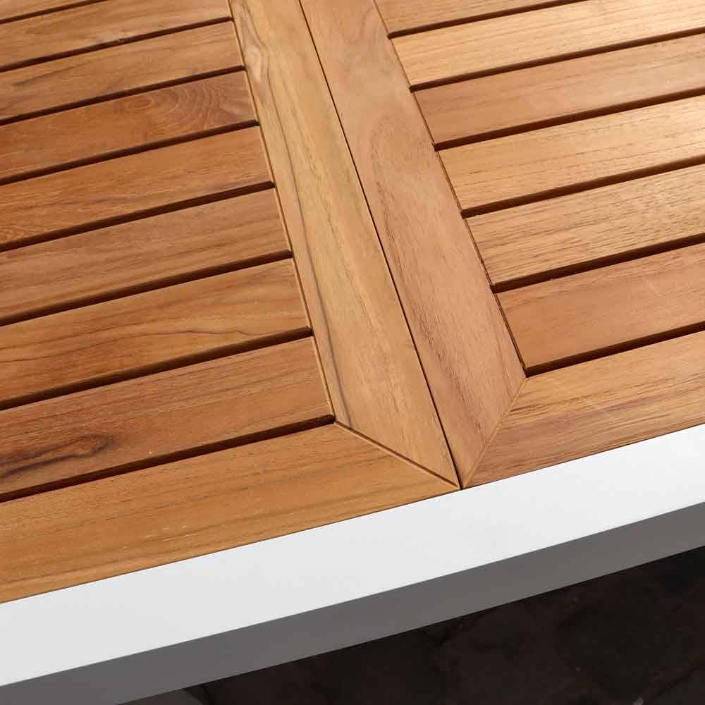Wilsa Garden - Table de jardin aluminium  teck blanc 8/12P  extensible BALITECK - Imagen 5