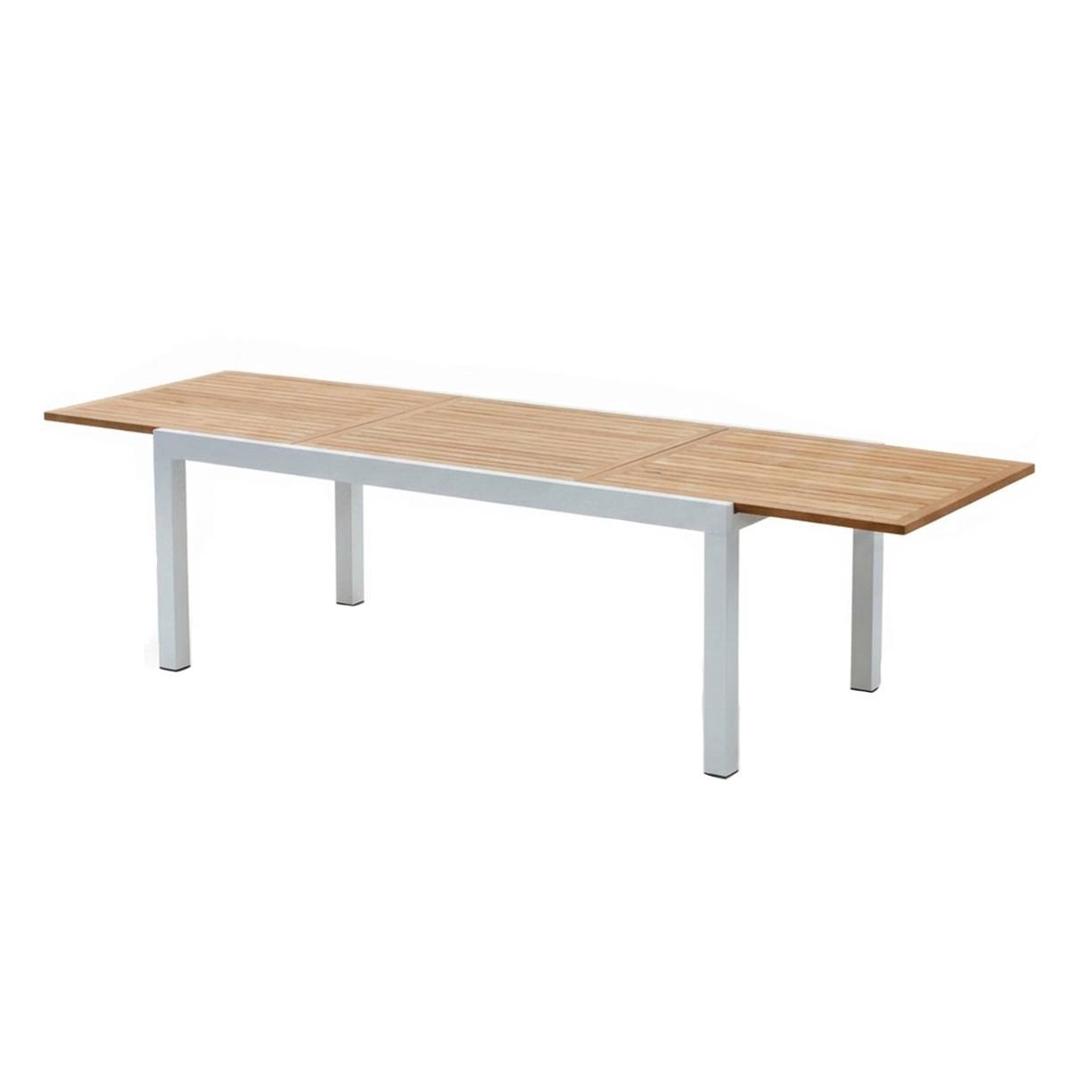Wilsa Garden - Table de jardin aluminium  teck blanc 8/12P  extensible BALITECK - Imagen 3