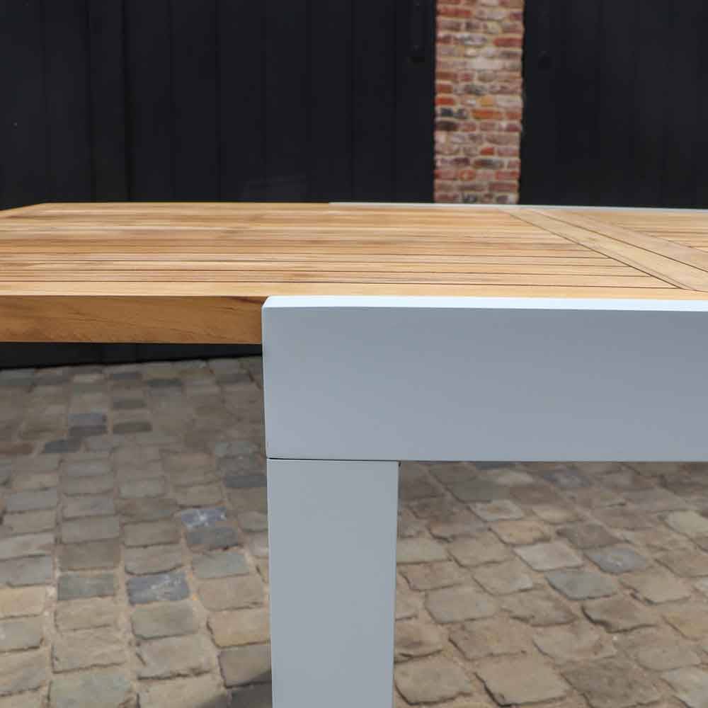 Wilsa Garden - Table de jardin aluminium teck blanc 8/12P extensible BALITECK - Imagen 4