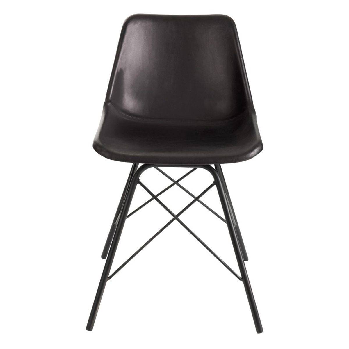 J-Line - Chaise Design Cuir & Métal "Tolbia" 79cm Noir - Image 2