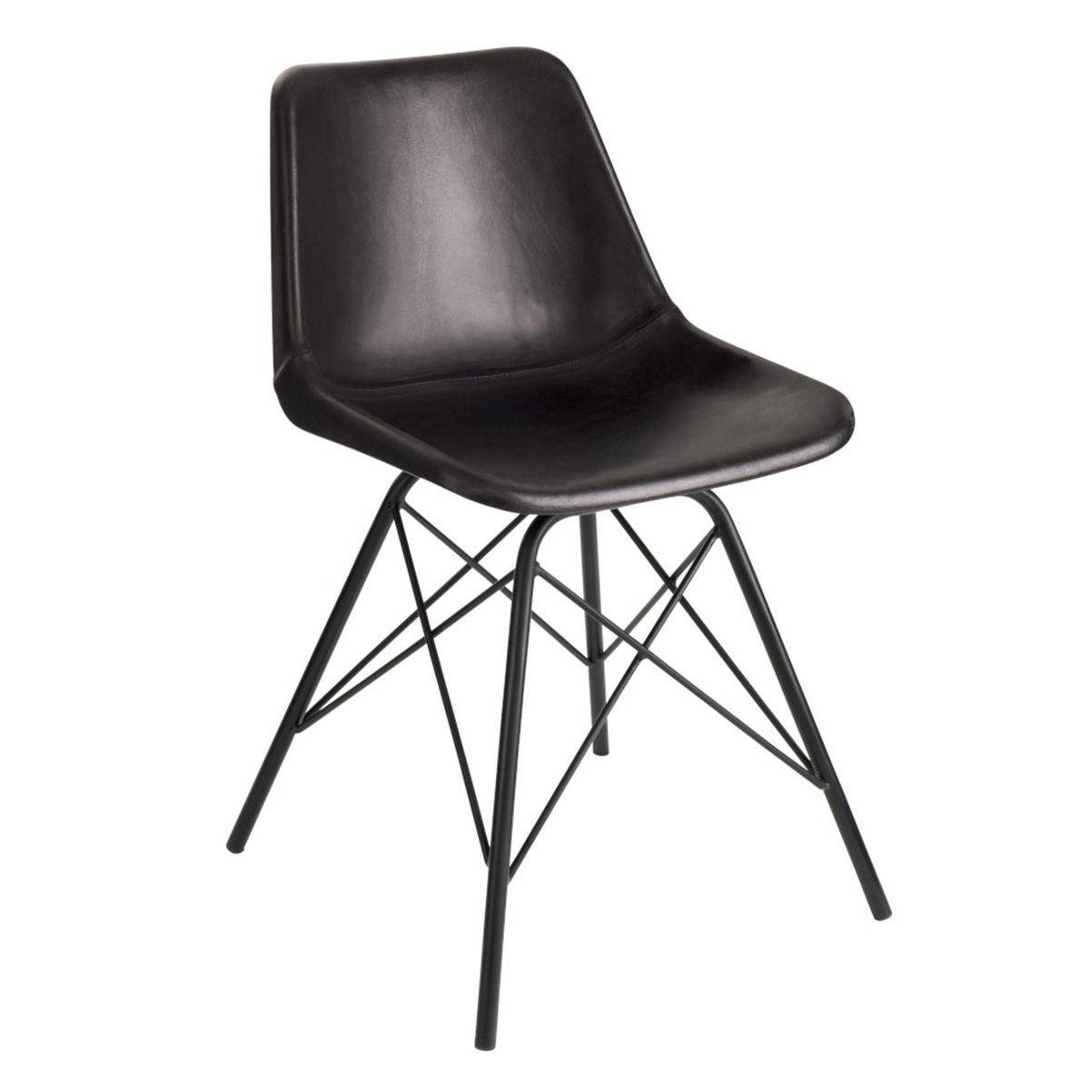 J-Line - Chaise Design Cuir & Métal "Tolbia" 79cm Noir - Image 1