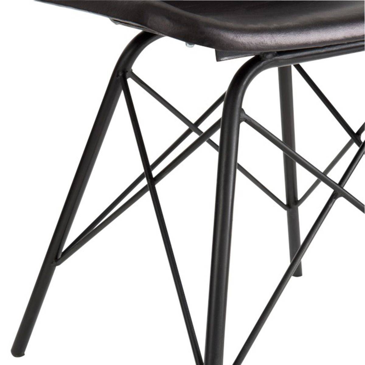 J-Line - Chaise Design Cuir & Métal "Tolbia" 79cm Noir - Image 5
