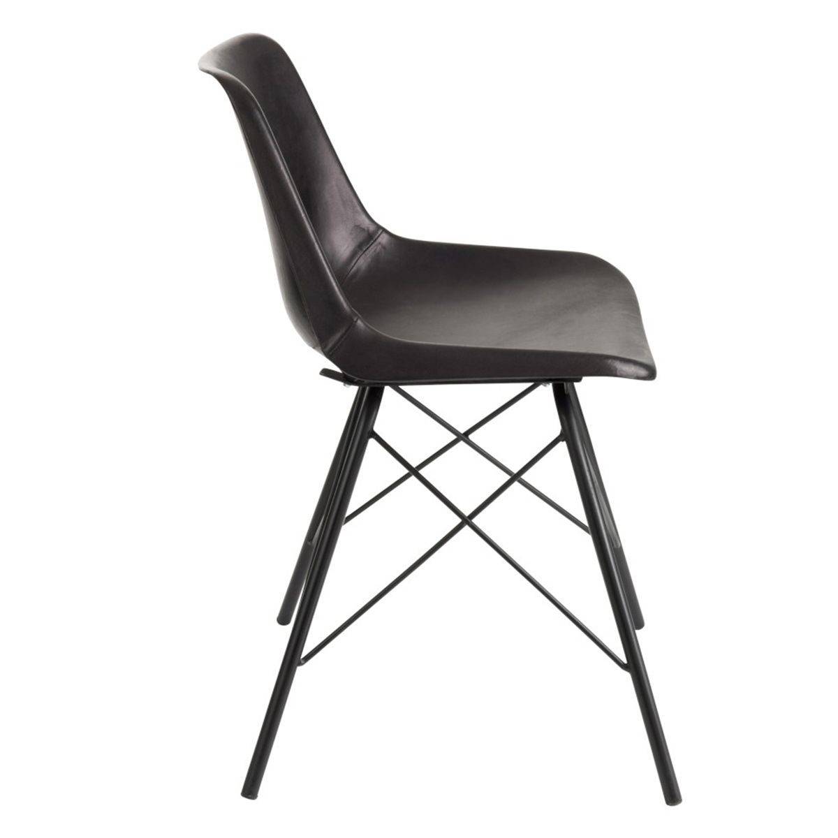J-Line - Chaise Design Cuir & Métal "Tolbia" 79cm Noir - Image 3