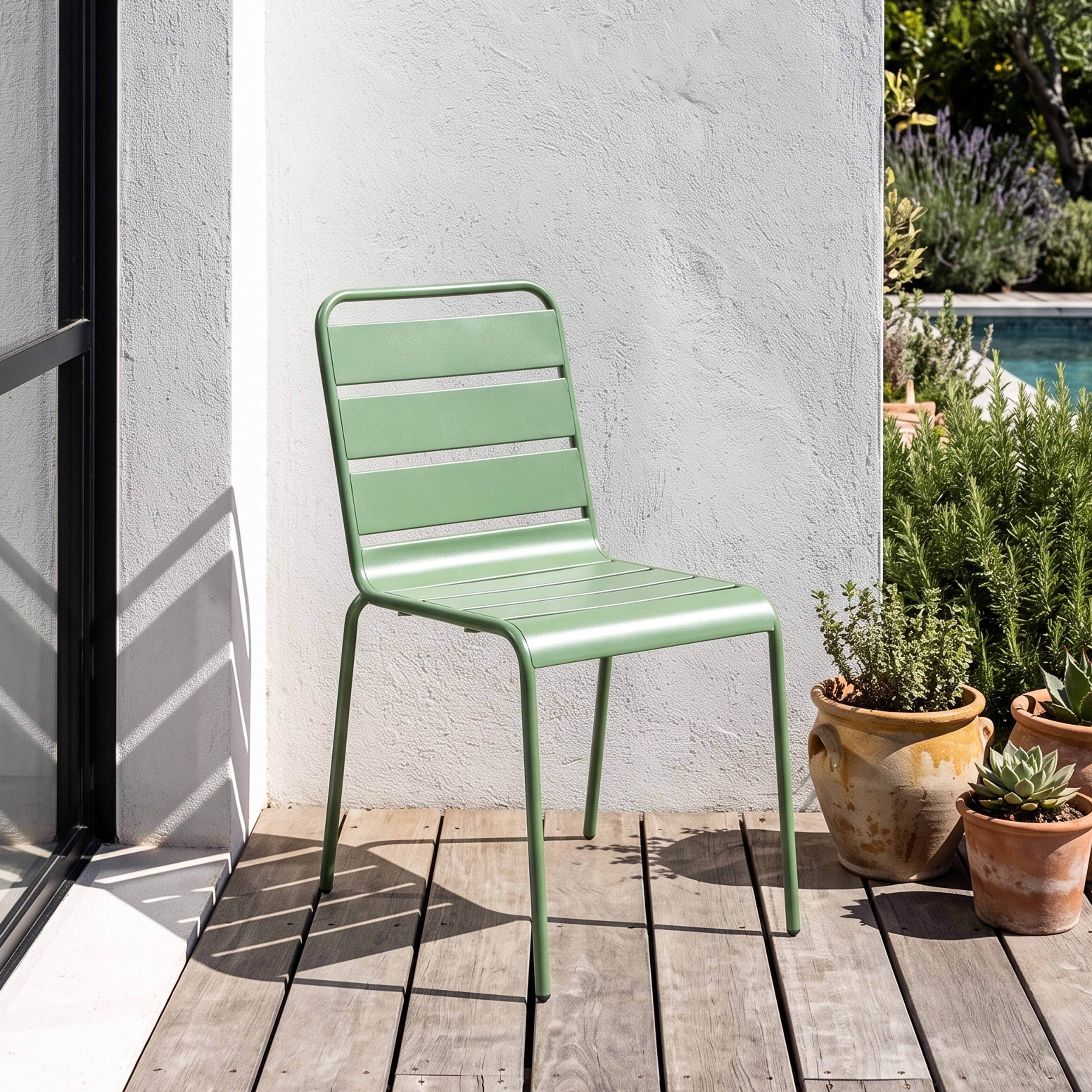 Oviala - Chaise de jardin en métal vert cactus Palavas - Oviala - Imagen 2