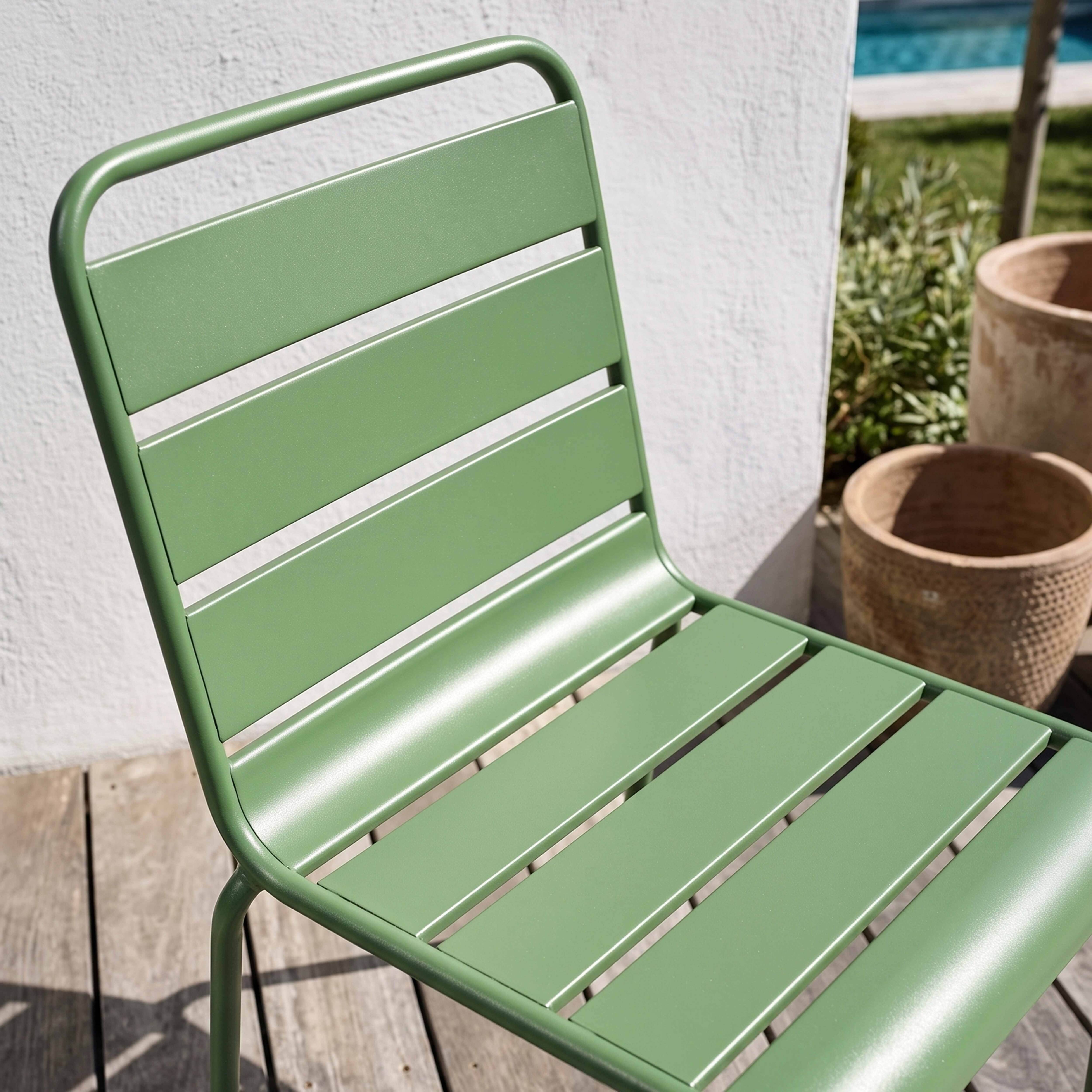 Oviala - Chaise de jardin en métal vert cactus Palavas - Oviala - Imagen 3