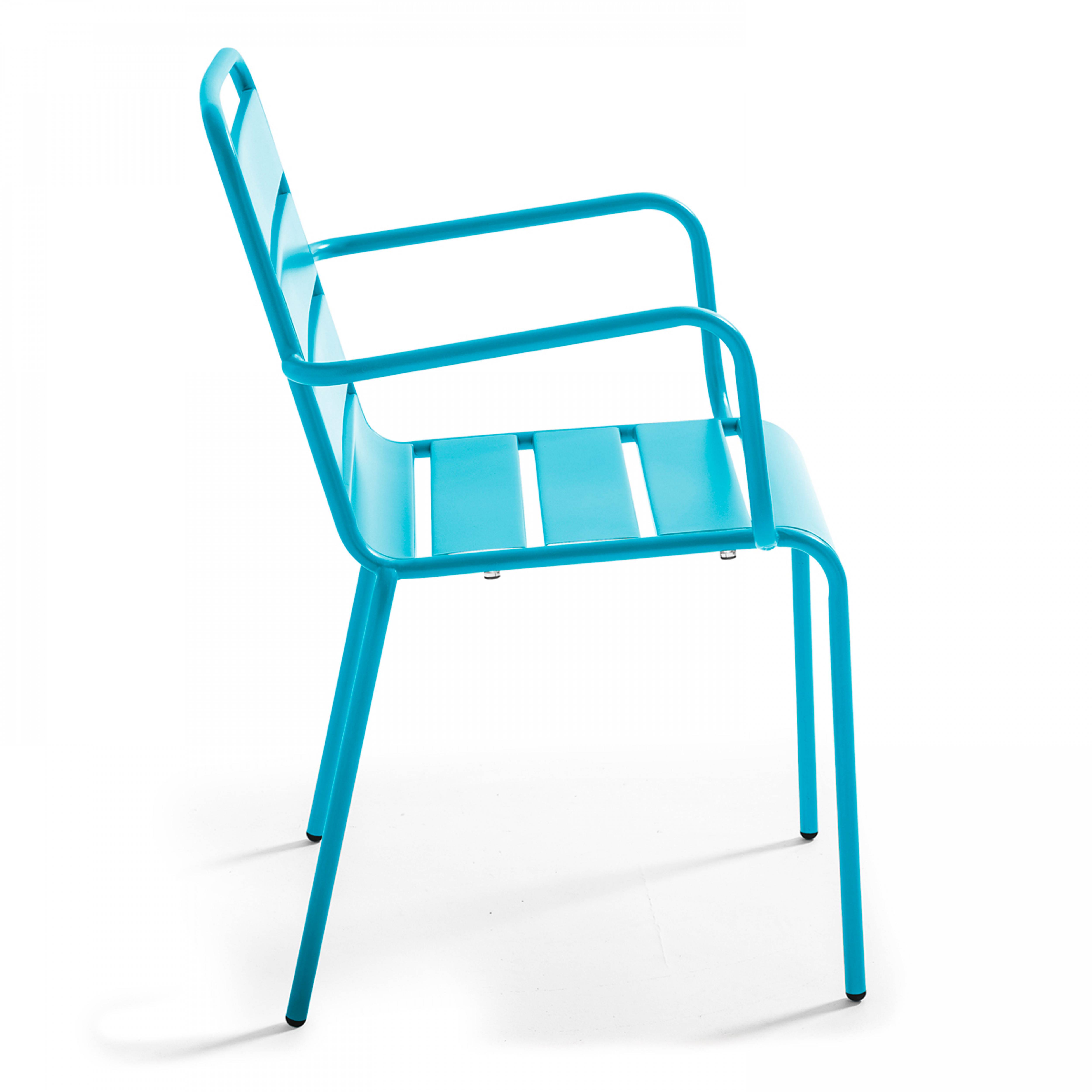 Oviala - Ensemble table de jardin et 4 fauteuils en métal bleu Palavas - Oviala - Imagen 6