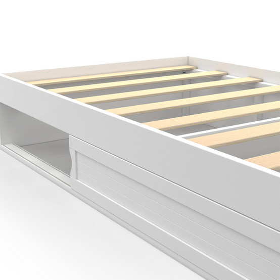 Cadre de lit simple SALEM avec rangement et sommier 90 x 190 CM blanc - Image 5