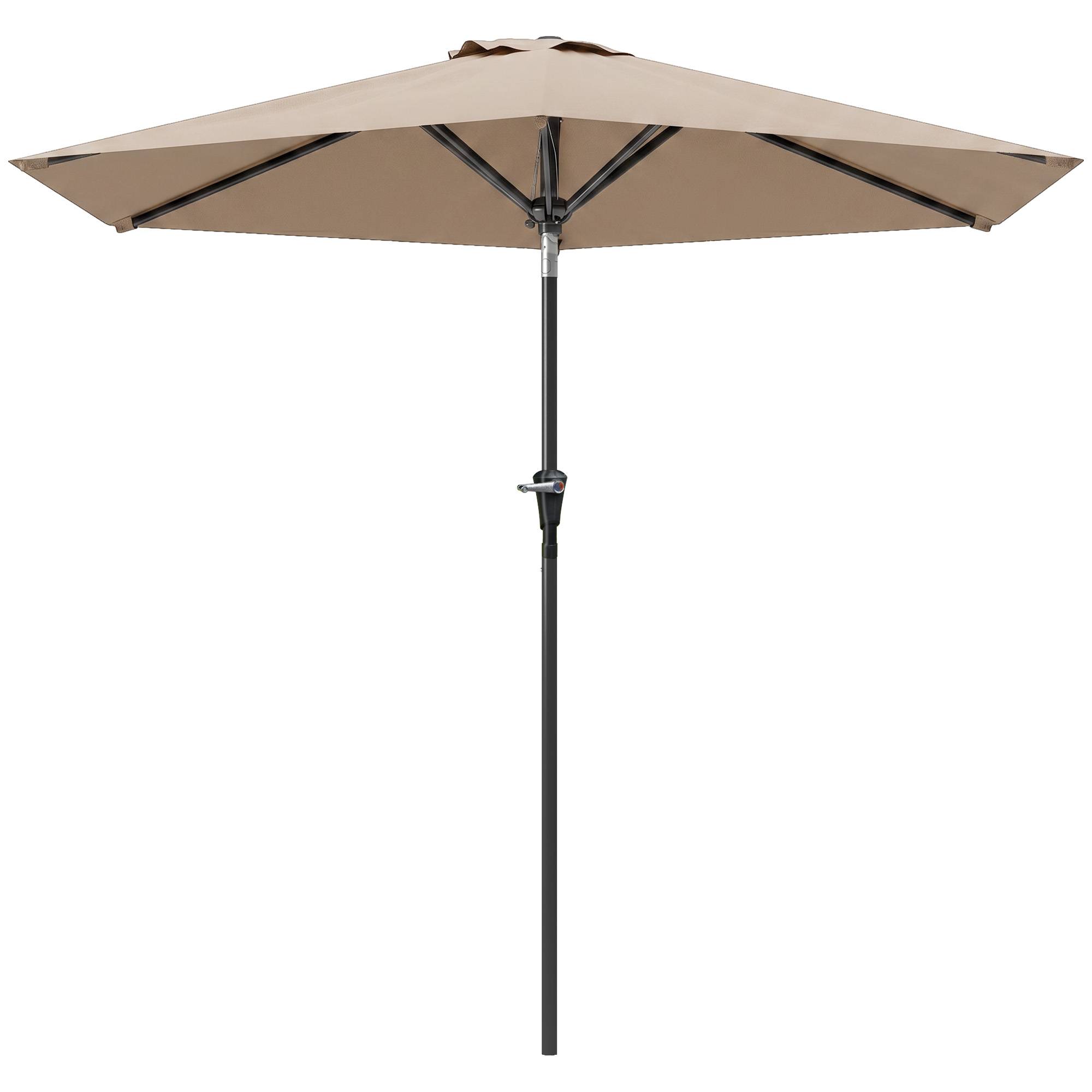 Parasol de jardin inclinable Ø230 x 216 cm, ouverture manuelle, imperméable, couleur kaki, pour terrasse et piscine - Image 2