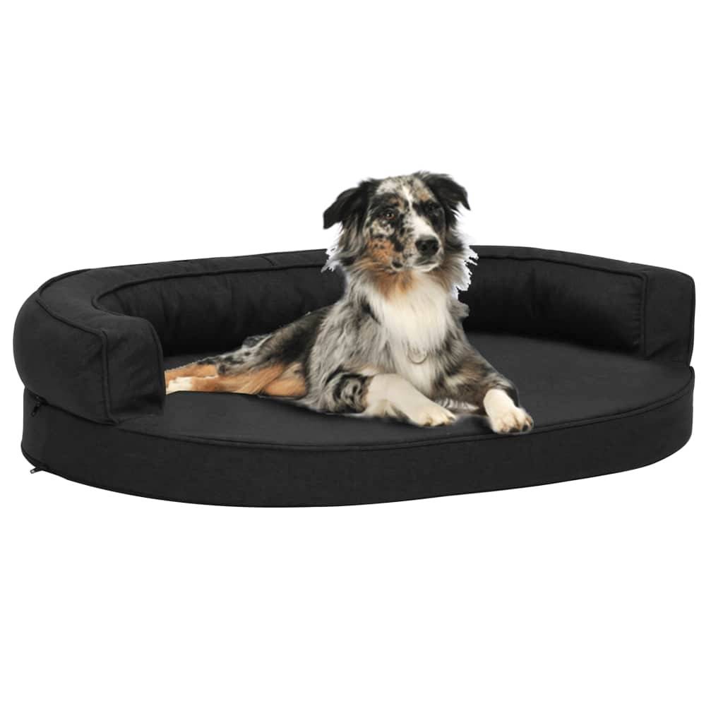 Vidaxl - Matelas de lit ergonomique de chien 75x53 cm Aspect de lin Noir vidaXL 171308 - Imagen 1