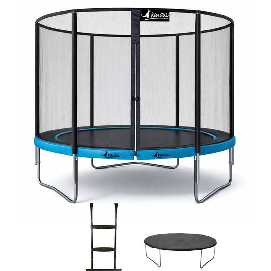 Kangui - Trampoline Ø 300cm + filet de sécurité + échelle + bâche - PUNCHI 300 Bleu Kangui - Image 1