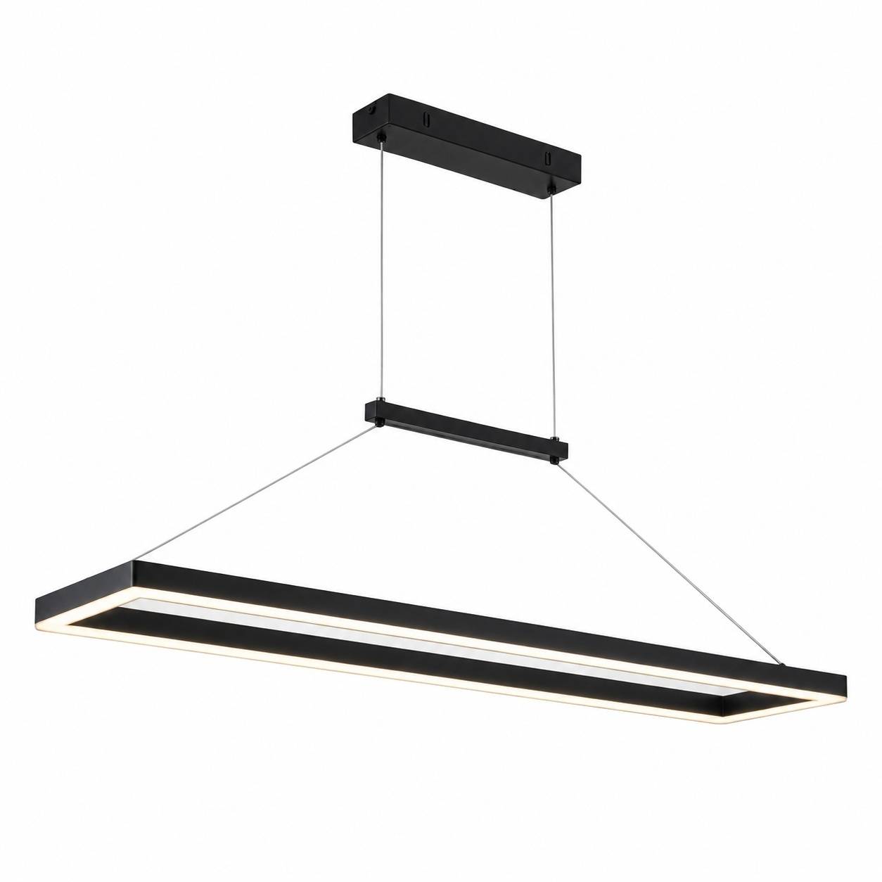 Suspension LED Dimmable Télécommande pour Salle à Manger Noire