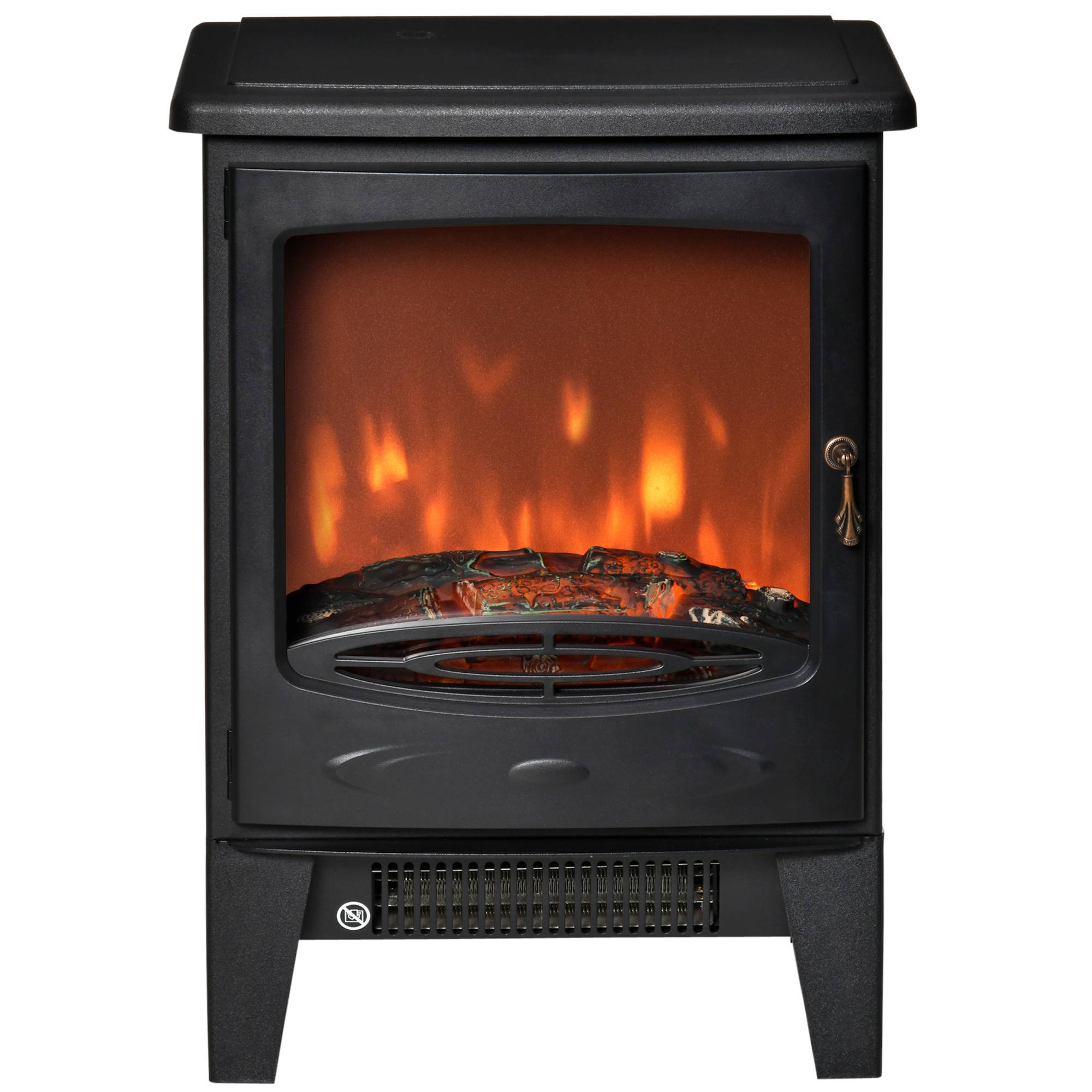 Cheminée électrique LED, cheminée autoportante avec effet flamme, 900/1800 W, noire - Image 2