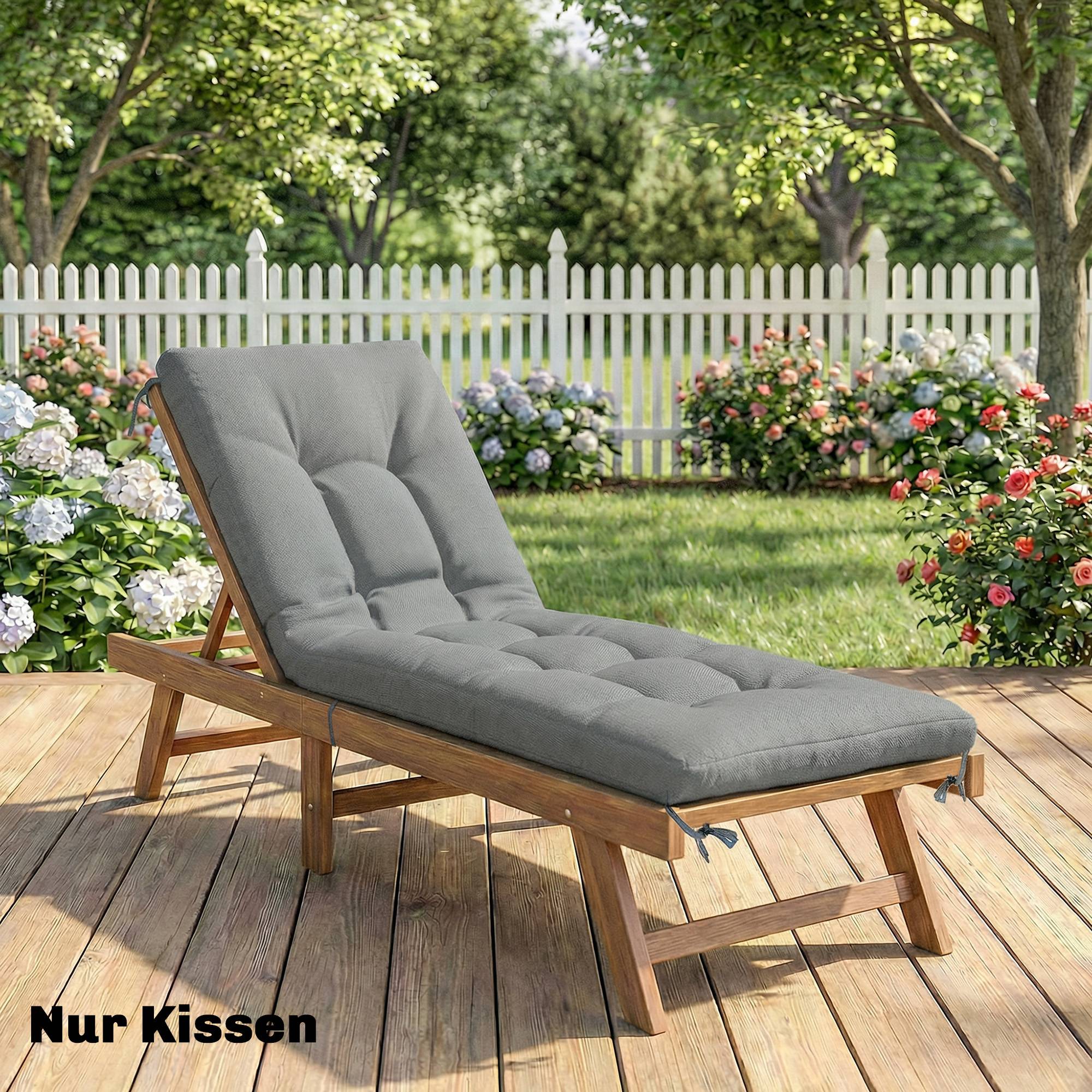 Coussin de palette amovible avec sangles de fixation, compatible avec la plupart des chaises longues, 198 x 65 x 13 cm, gris clair - Image 10