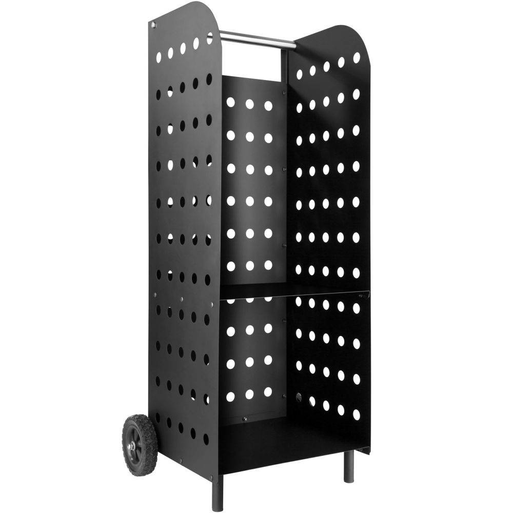 Helloshop26 - Porte bûches en acier avec grandes roues en plastique et poignée en acier inoxydable 53,5 x 41 x 112 cm noir - Imagen 1