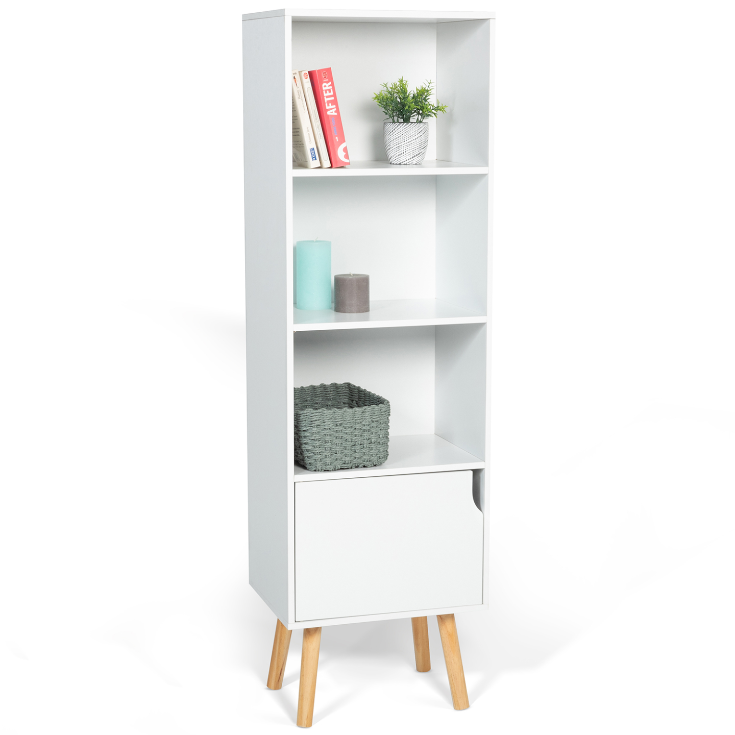 Bibliothèque étagère de rangement colonne EMMIE scandinave blanc - Image 2