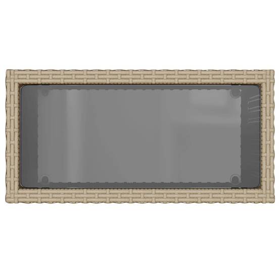 ComfortXL - Petite Console d'Extérieur Beige en Poly Rotin avec Dessus en Verre, 58x27.5cm – ComfortXL Outdoor Living - Image 8