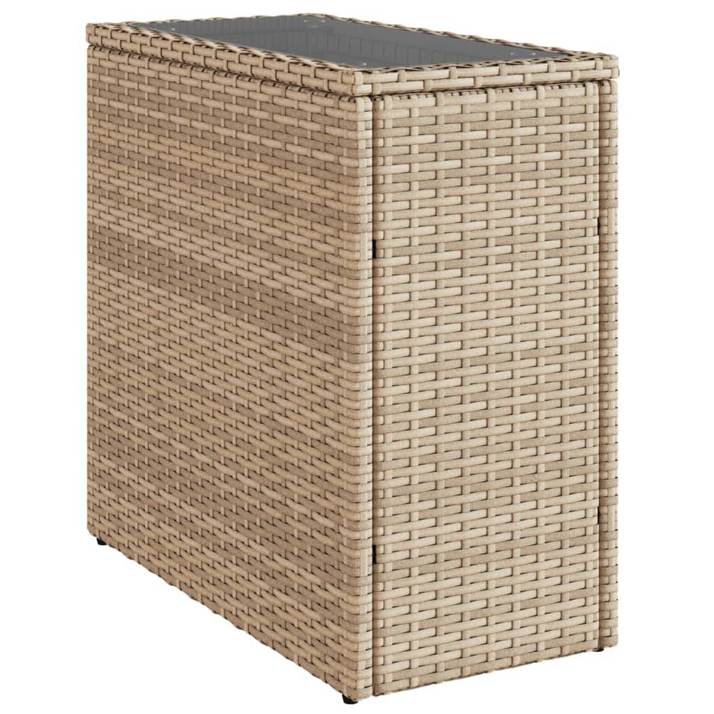 ComfortXL - Petite Console d'Extérieur Beige en Poly Rotin avec Dessus en Verre, 58x27.5cm – ComfortXL Outdoor Living - Image 2