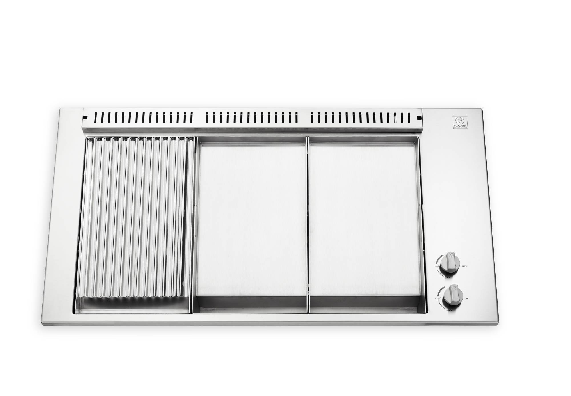 Plancha Planet - BBQ OASI 80 Grill 1/3 - Plancha 2/3 - Encastrable + couvercle - Image 2