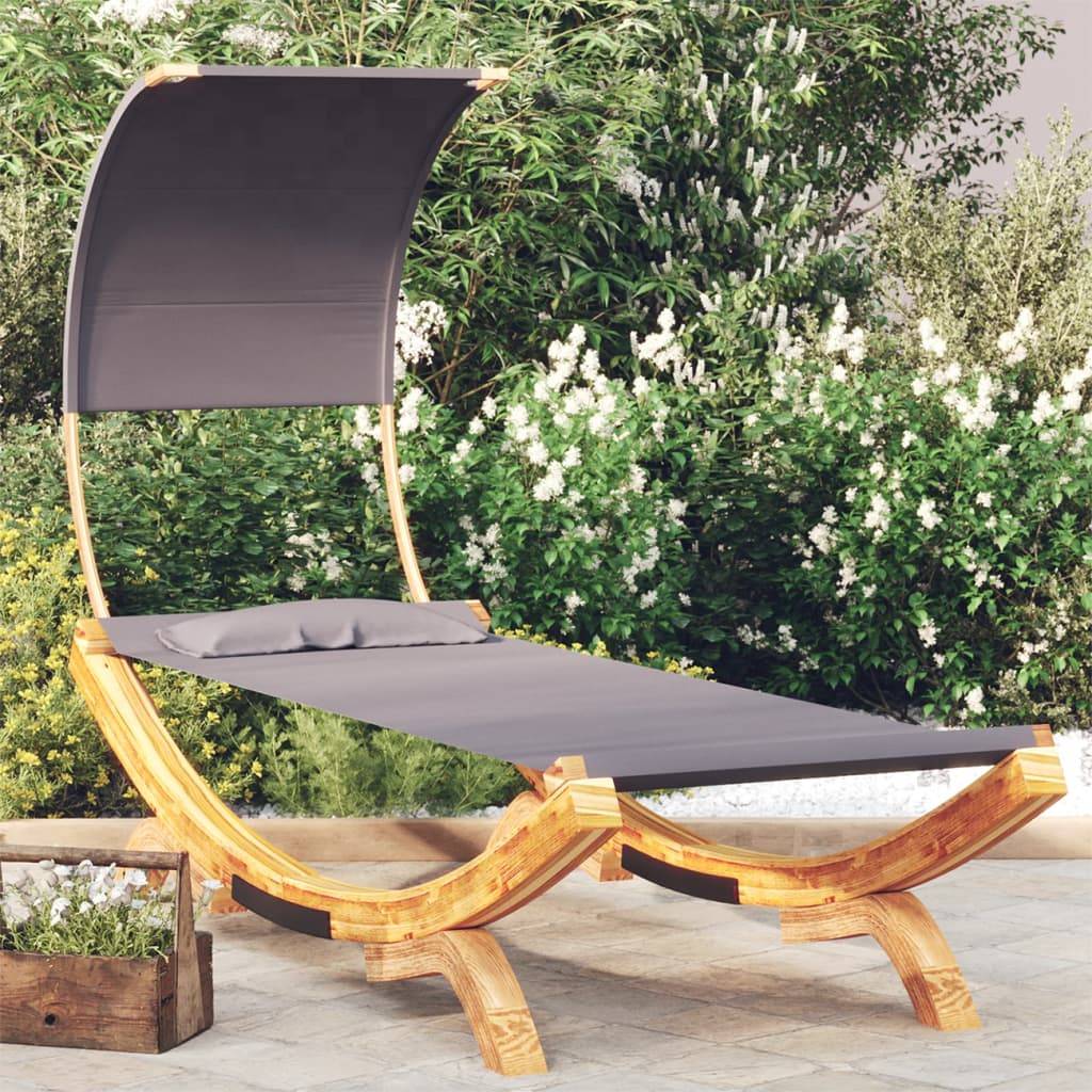 Vidaxl - Lit repos et auvent 100x200x126 cm Bois courbé Anthracite vidaXL 313946 - Imagen 1