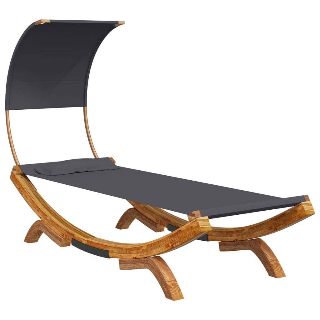 Vidaxl - Lit repos et auvent 100x200x126 cm Bois courbé Anthracite vidaXL 313946 - Imagen 2