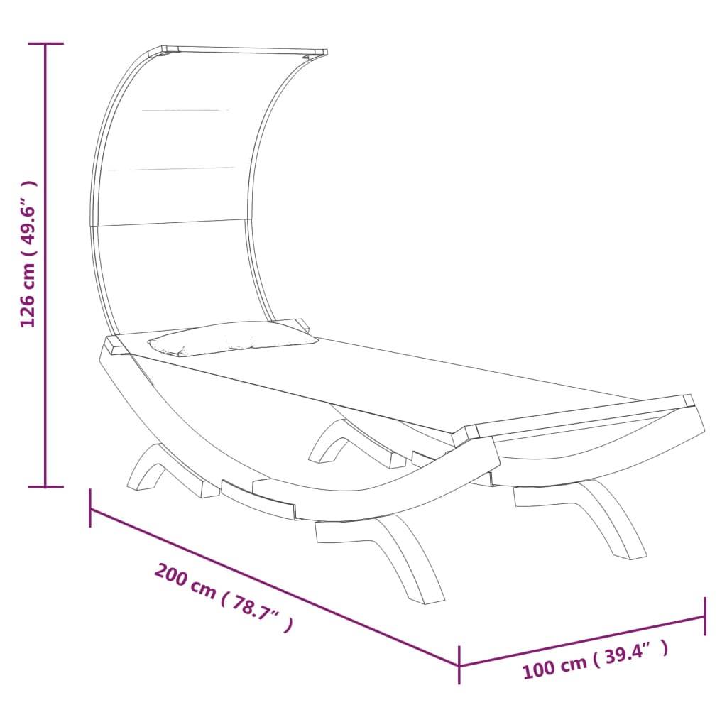 Vidaxl - Lit repos et auvent 100x200x126 cm Bois courbé Anthracite vidaXL 313946 - Imagen 3