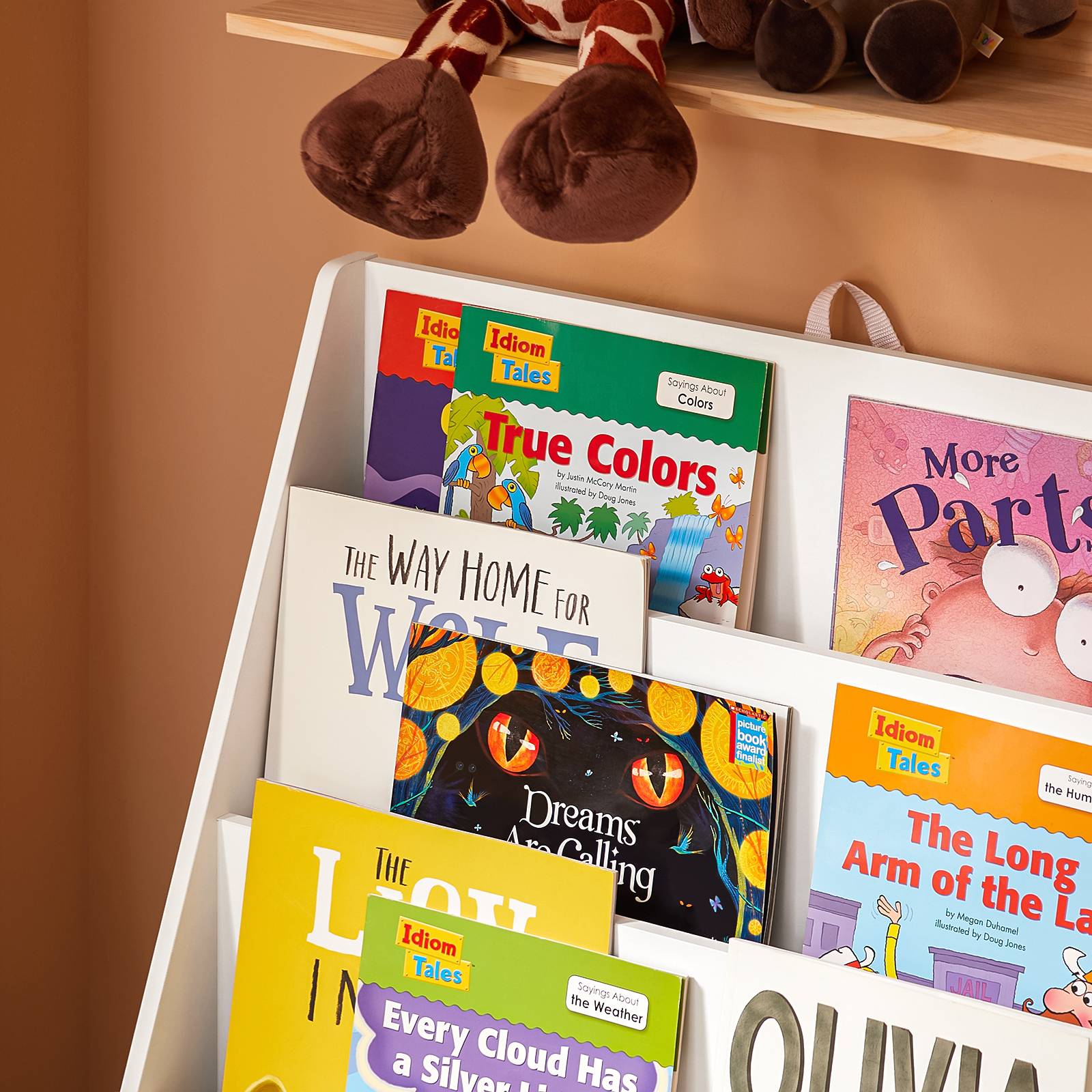 SoBuy Bibliothèque Enfant 4 Étagères + Tiroir - Rangement Livres Et Jouets Chambre Bébé, Blanc, 60x30x93 Cm KMB112-W