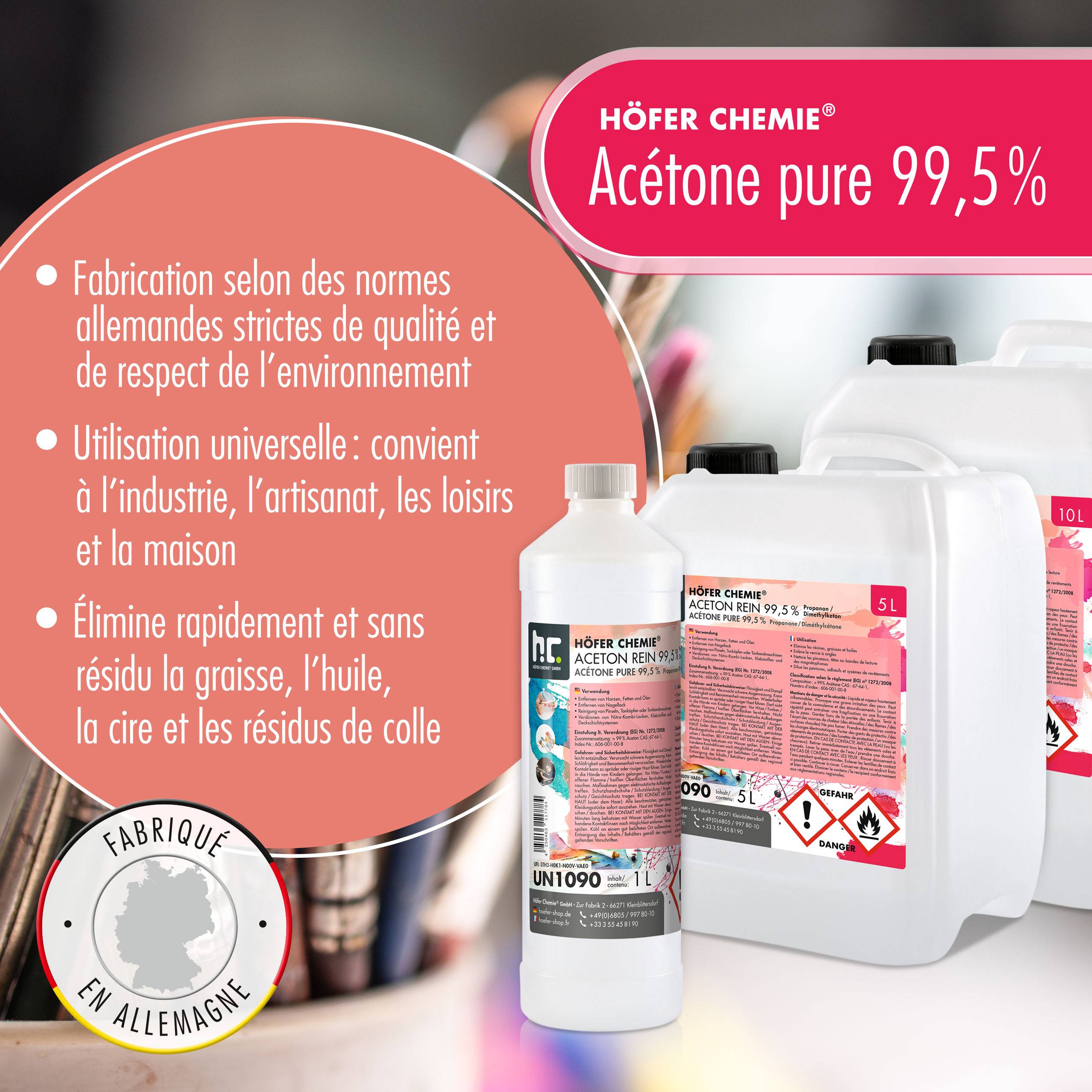 Acétone pur 99,5% Höfer Chemie® en bidon de 5 L x 1 - Image 2