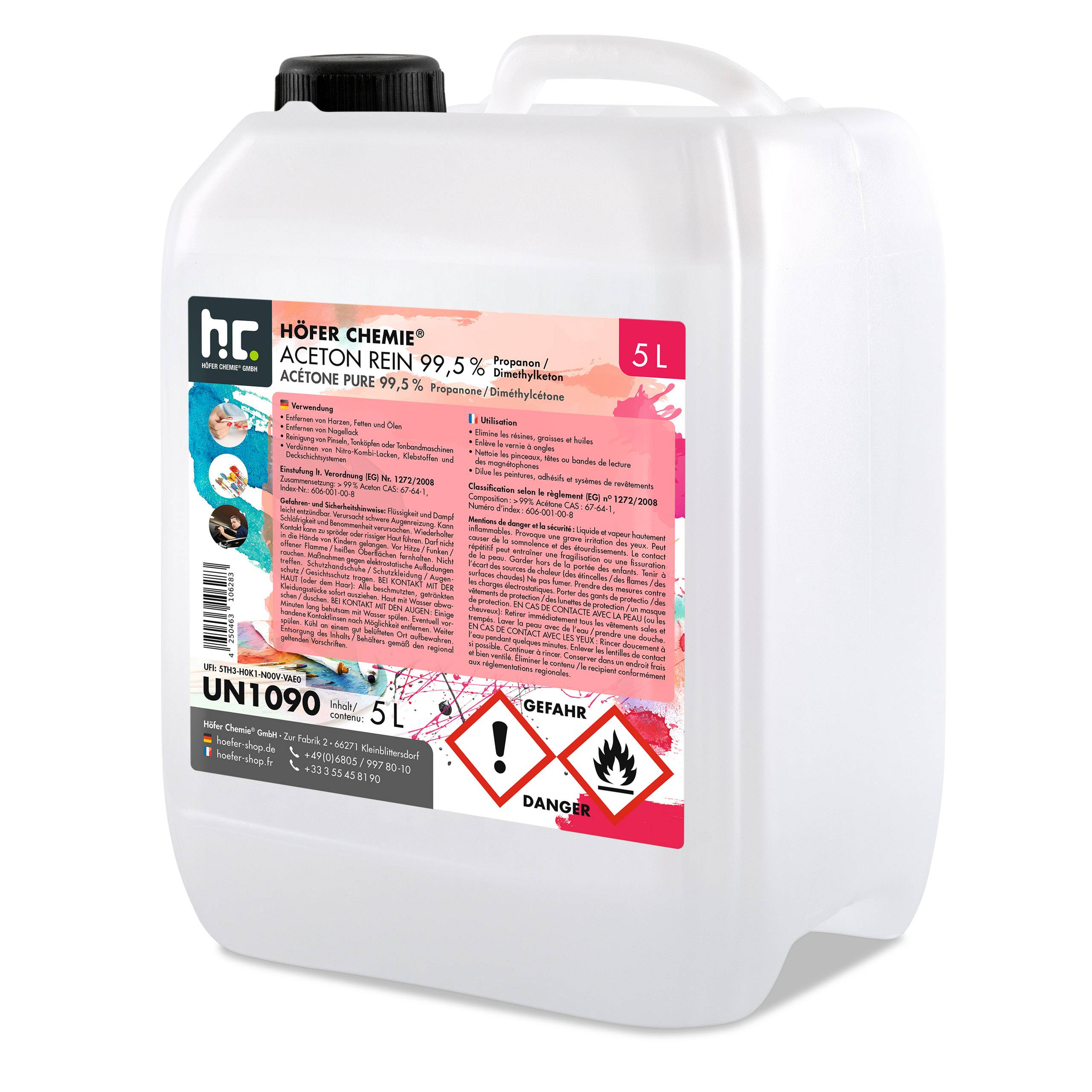 Acétone pur 99,5% Höfer Chemie® en bidon de 5 L x 1 - Image 1