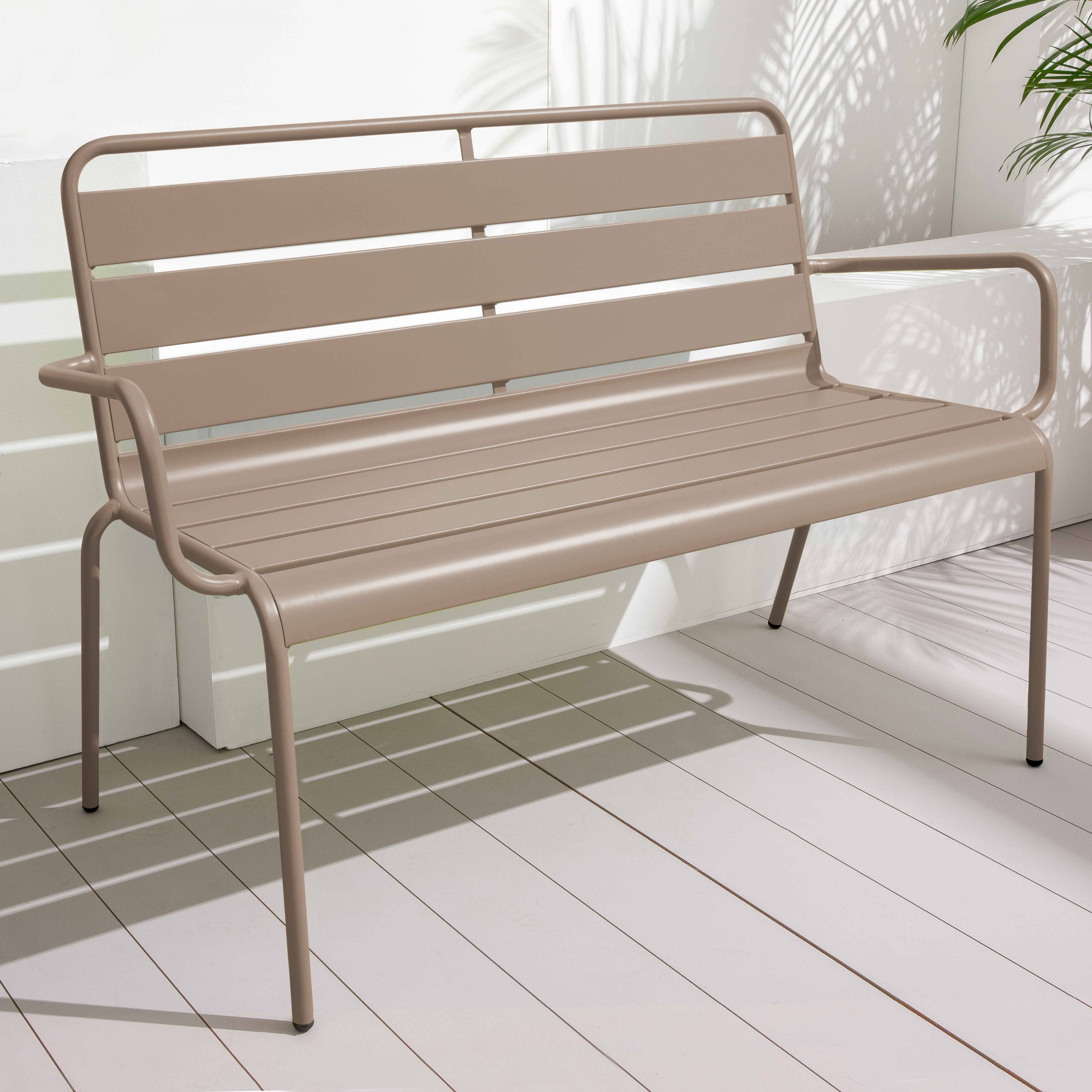 Oviala - Banc de jardin en métal taupe Palavas - Oviala - Imagen 5
