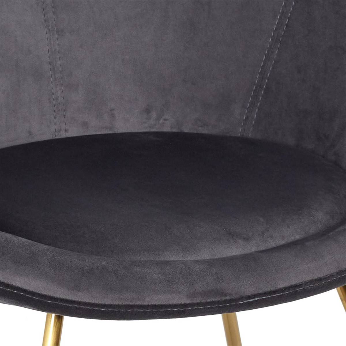 The Home Deco Factory - Fauteuil Design Velours "Karl" 83cm Gris - Image 6