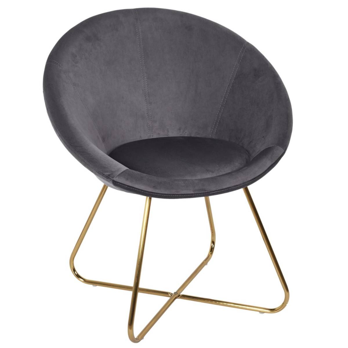 The Home Deco Factory - Fauteuil Design Velours "Karl" 83cm Gris - Image 1