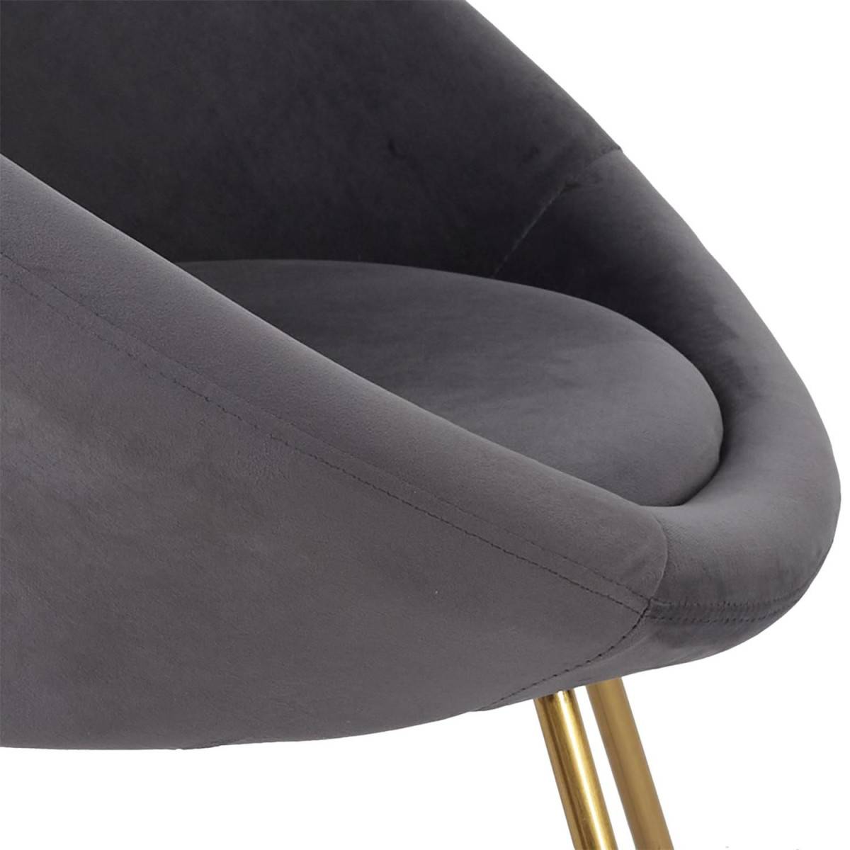 The Home Deco Factory - Fauteuil Design Velours "Karl" 83cm Gris - Image 5