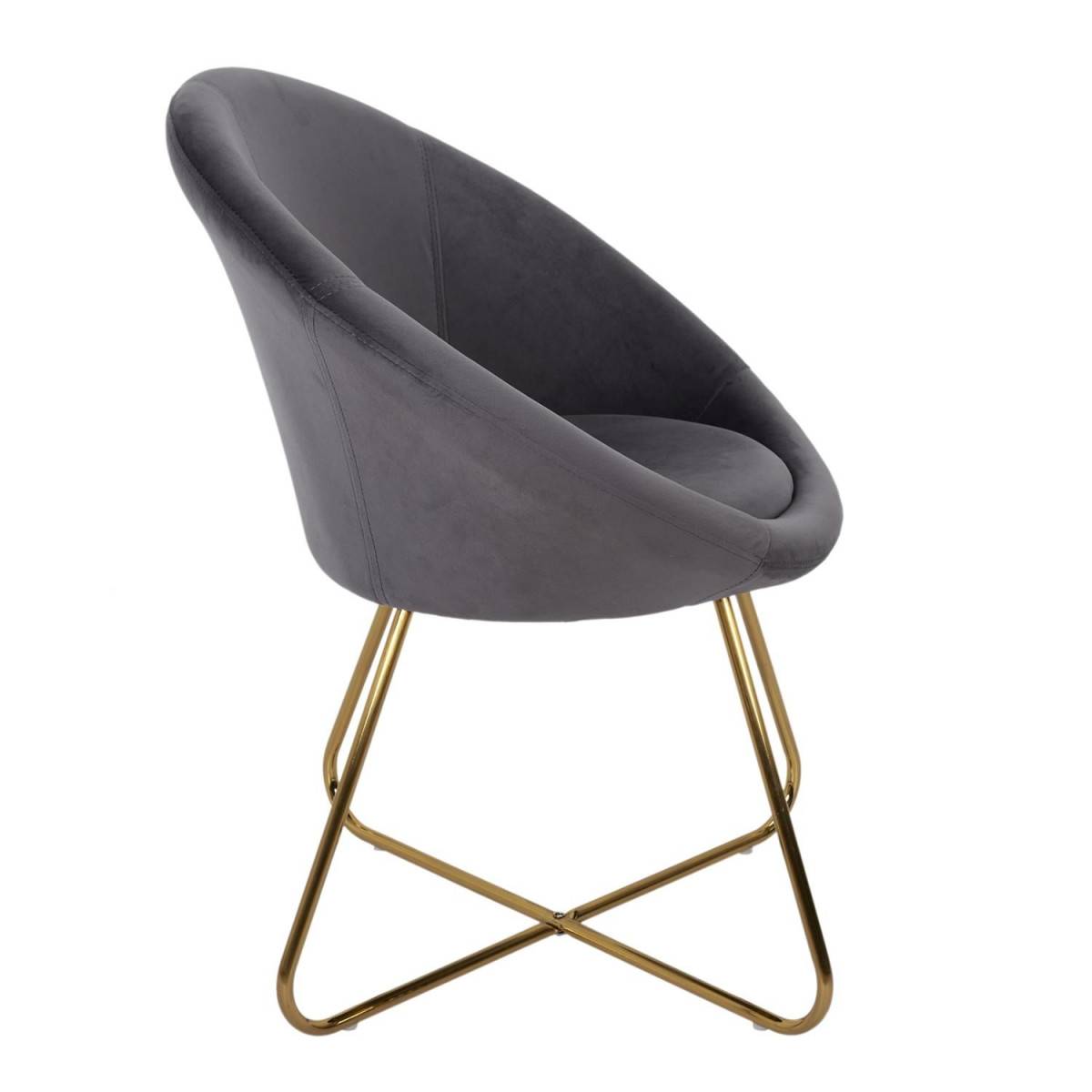The Home Deco Factory - Fauteuil Design Velours "Karl" 83cm Gris - Image 3