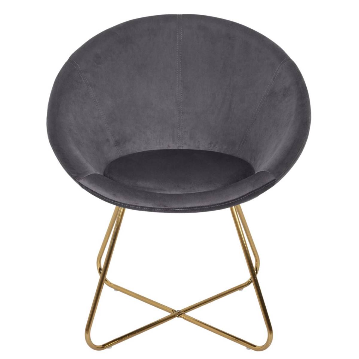 The Home Deco Factory - Fauteuil Design Velours "Karl" 83cm Gris - Image 2
