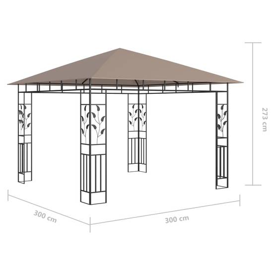 Tonnelle Aluminium Taupe avec Moustiquaire et LED 3 x 3 x 2.73 m - PANGIVO - Image 10
