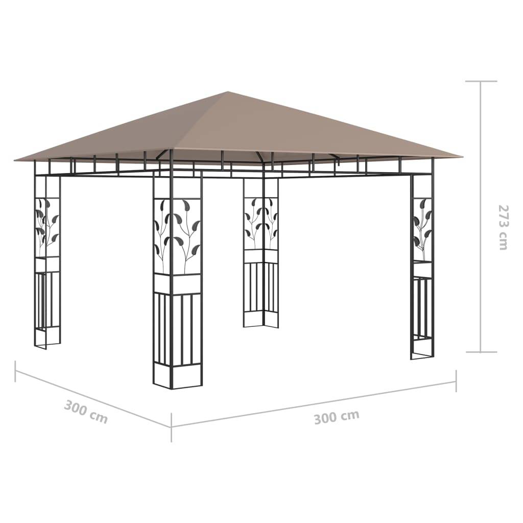 Tonnelle Aluminium Taupe avec Moustiquaire et LED 3 x 3 x 2.73 m - PANGIVO - Image 10
