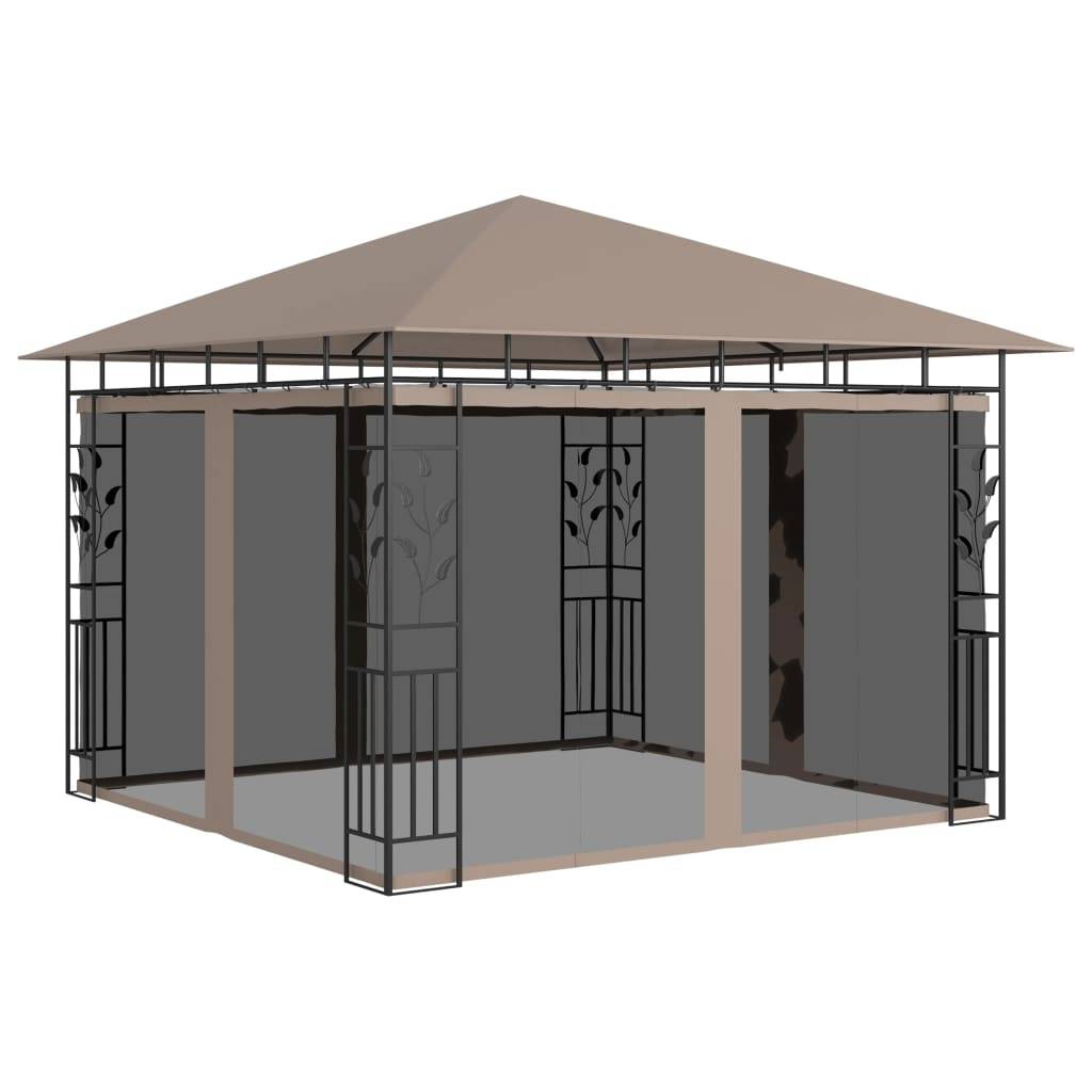 Tonnelle Aluminium Taupe avec Moustiquaire et LED 3 x 3 x 2.73 m - PANGIVO - Image 3