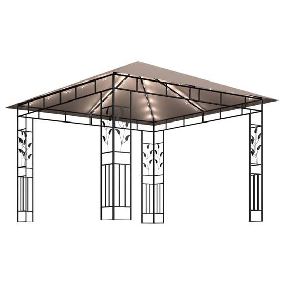 Tonnelle Aluminium Taupe avec Moustiquaire et LED 3 x 3 x 2.73 m - PANGIVO - Image 4