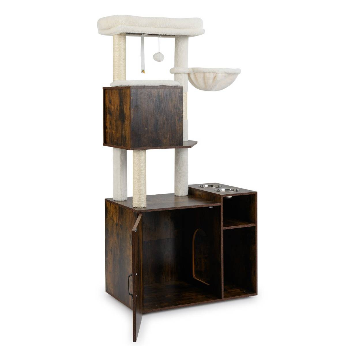 Maison Chic - Arbre à Chat avec Bac à Litière Tour pour Chat avec Poteau Tapis à Griffer en Sisal - Image 1